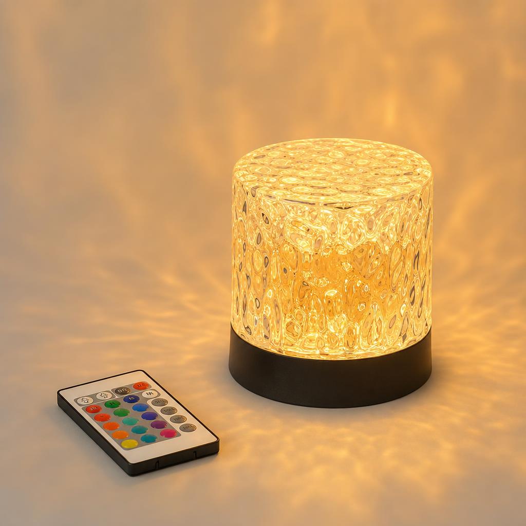 Emberglow round lamp with its remote control